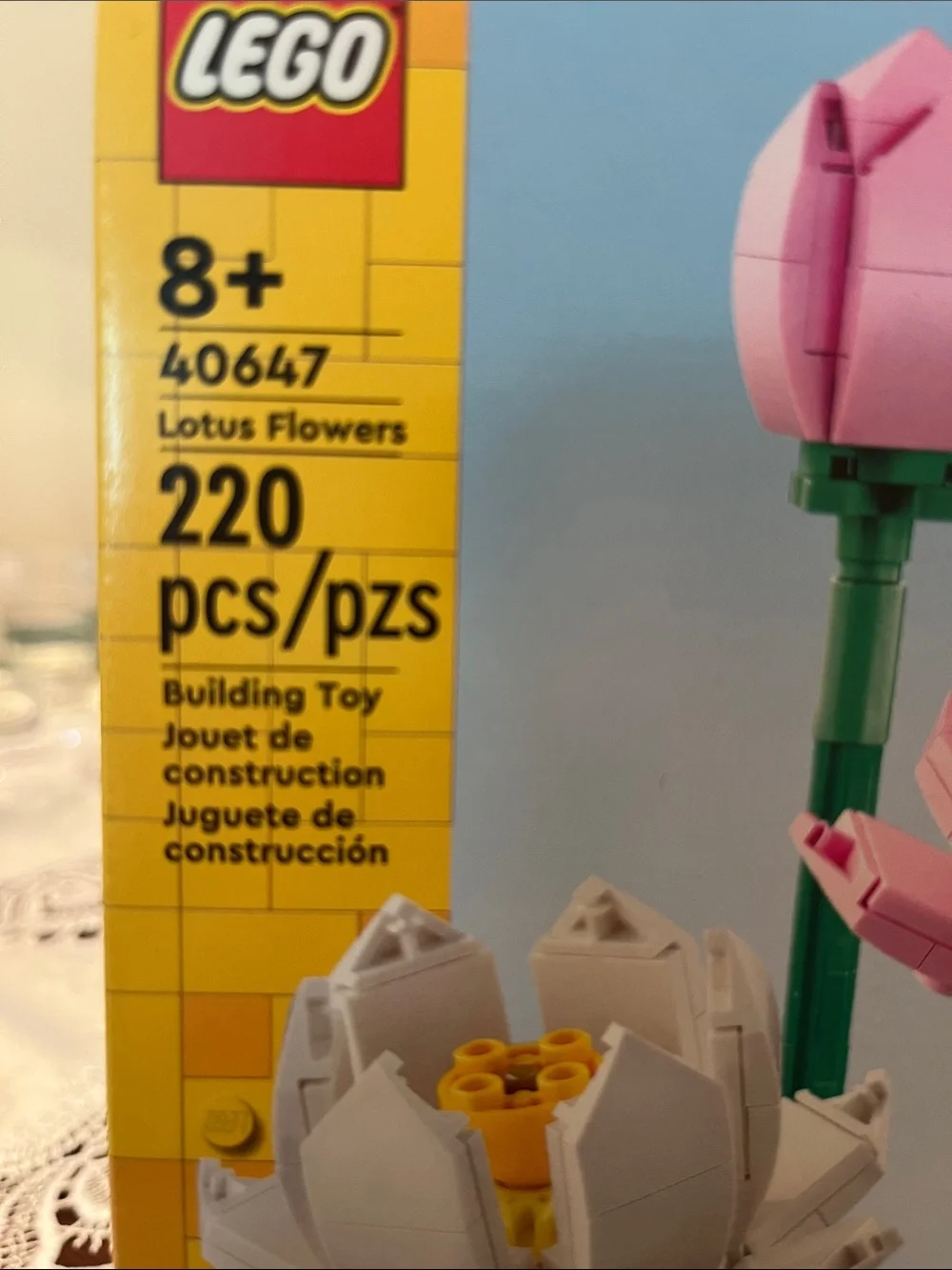 Lego Pink and White Lotus Flowers with Green Stems
